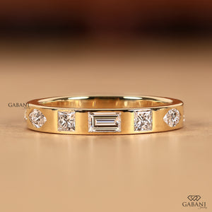 14k Gold Flush set Diamond Wedding For Women