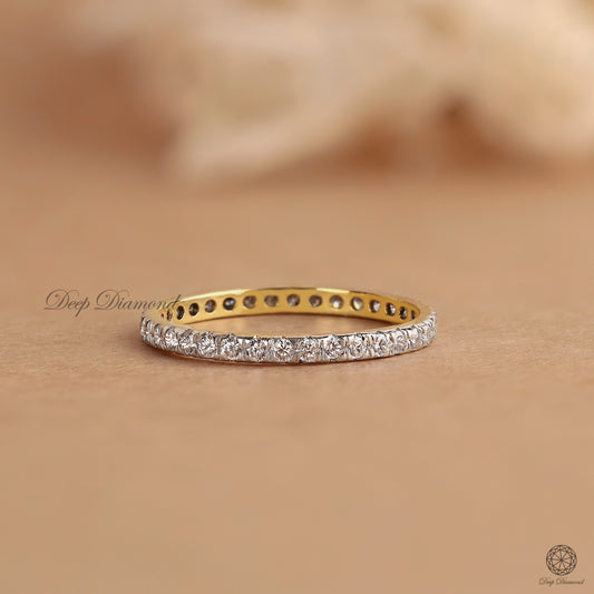 Lab Grown Diamond Pave Setting Band, 1.8MM Stacking Matching Band, 14K Gold Minimalist Diamond Band, Anniversary Gift for Women