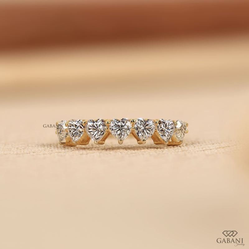 Heart Cut Lab Grown Diamond Half Eternity Wedding Band