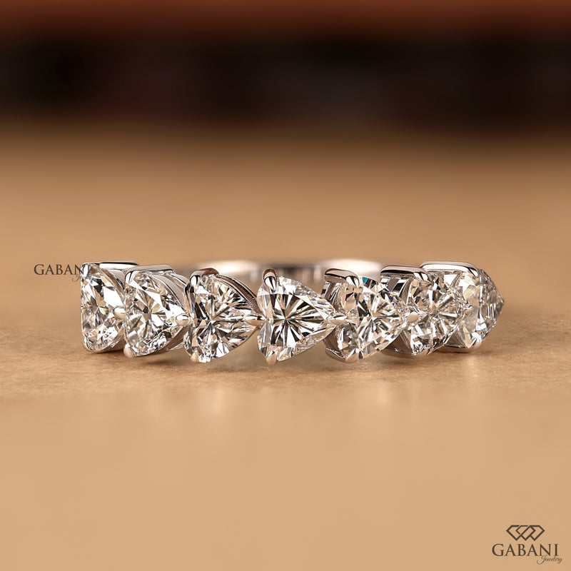 Heart Shaped Lab Grown Diamond Half Eternity Wedding Band