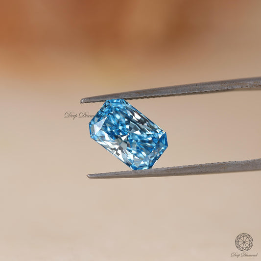 3 CT Radiant Cut Lab Grown Diamond, Intense Vivid Blue Lab Created Diamond, Fancy Loose Diamond for Engagement Ring and Pendants, Gift for Her