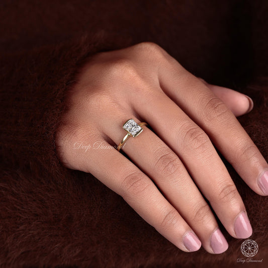 Radiant Cut Lab Diamond Ring, 1–3 CT Half Bezel Set Solitaire Ring, IGI Certified Lab Grown Diamond Ring, Engagement Ring, Proposal Ring