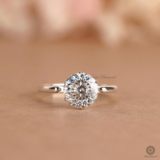 Portuguese cut Diamond Engagement Ring, IGI Certified 1 - 3 CT Lab Grown Diamond Ring, Tulip setting Wedding Ring, Fancy Stone Proposal Ring