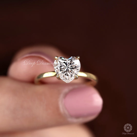 Heart Cut Diamond Engagement Ring, 1–3 Carat Lab Grown Diamond Ring, Proposal Ring for Her, Perfect Fit Solitaire Ring for Wedding Band