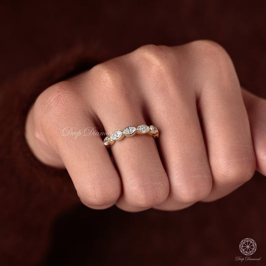 Bezel Set Oval Cut Lab Grown Diamond Wedding Band, East to West Full Eternity Band, Matching or Stacking Band, Comfort Fit Band, Proposal Ring