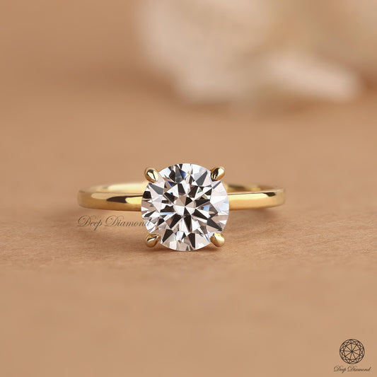 Round Cut Lab Grown Diamond Engagement Ring, IGI Certified E/VS1 Brilliant Cut Diamond Ring, Classic Solitaire Ring, Proposal Ring for Women