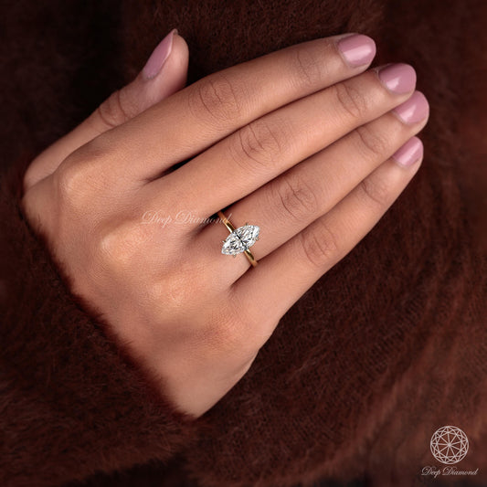 Marquise Cut Diamond Ring, Solitaire Engagement Ring, IGI Certified 2 CT Lab Grown Diamond Ring, Wedding Ring for Her, Anniversary Ring Gift