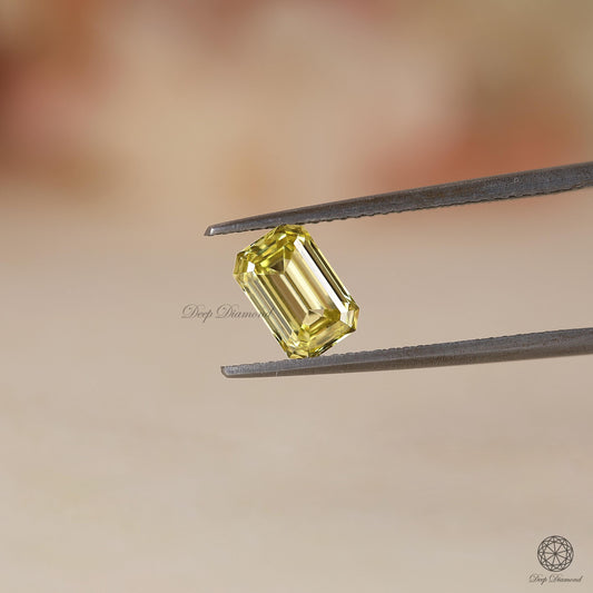 Emerald Cut Lab Grown Diamond, Fancy Cut Vivid Yellow Diamond, 1.0 CT IGI Certified Lab Created Diamond, Custom Emerald Diamond for Ring