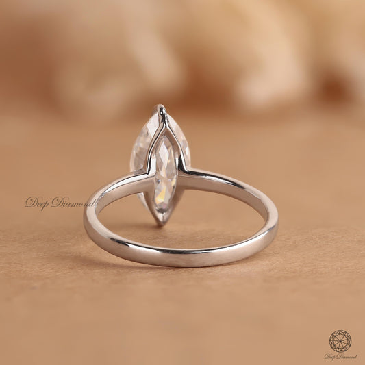 Marquise Cut Lab Grown Diamond Ring, 1–3 CT Lab Created Diamond Engagement Ring, IGI Certified Marquise Ring, Daily Wear Ring for Women