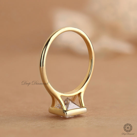 Princess Cut Lab Grown Diamond Ring, Bezel Set Engagement Ring for Women, 1–3 CT Excellent Cut E/VS1 Solitaire Diamond Ring, Proposal Ring