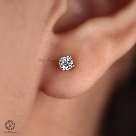 Cushion Cut Lab Grown Diamond Stud Earrings, IGI Certified 0.25–2.0 CT Diamond Studs, Push Back or Screw Back Studs, Anniversary Gift for Wife