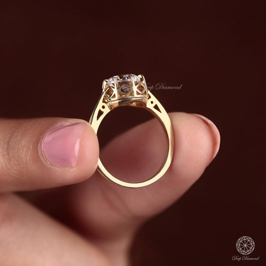 Round Brilliant Diamond Engagement Ring, Vintage Style Engagement Ring, 1–3 CT IGI Certified Lab Grown Diamond Ring, Anniversary Ring Gift