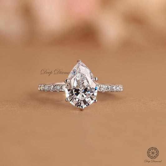 Pear Cut Lab Grown Diamond Ring, Comfort Fit Solitaire Ring, Engagement Ring, IGI Certified F/VS 1–3 CT CVD Diamond Ring, Anniversary Ring