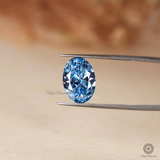 Fancy Vivid Blue Diamond, IGI Certified 2.40 Carat Oval Cut Lab Created Diamond, Loose Diamond for Engagement Ring and Pendants, Gift for Wife