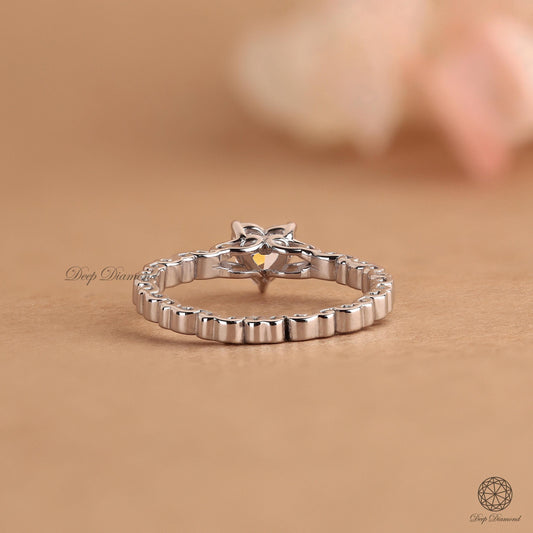 Heart Cut Lab Grown Diamond Ring with Art Deco Shank, IGI Certified 0.5–3 CT E/VS1 Diamond Engagement Ring, Dainty Solitaire Ring for Her