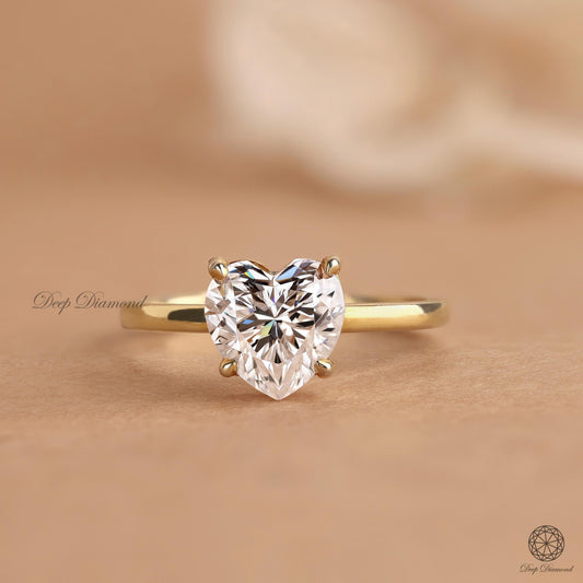 Heart Cut Diamond Engagement Ring, 1–3 Carat Lab Grown Diamond Ring, Proposal Ring for Her, Perfect Fit Solitaire Ring for Wedding Band
