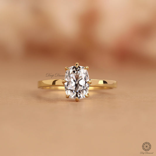 Old Mine Cushion Cut Lab Grown Diamond Engagement Ring – IGI Certified, 8-Prong Solitaire, Comfort Fit for Women