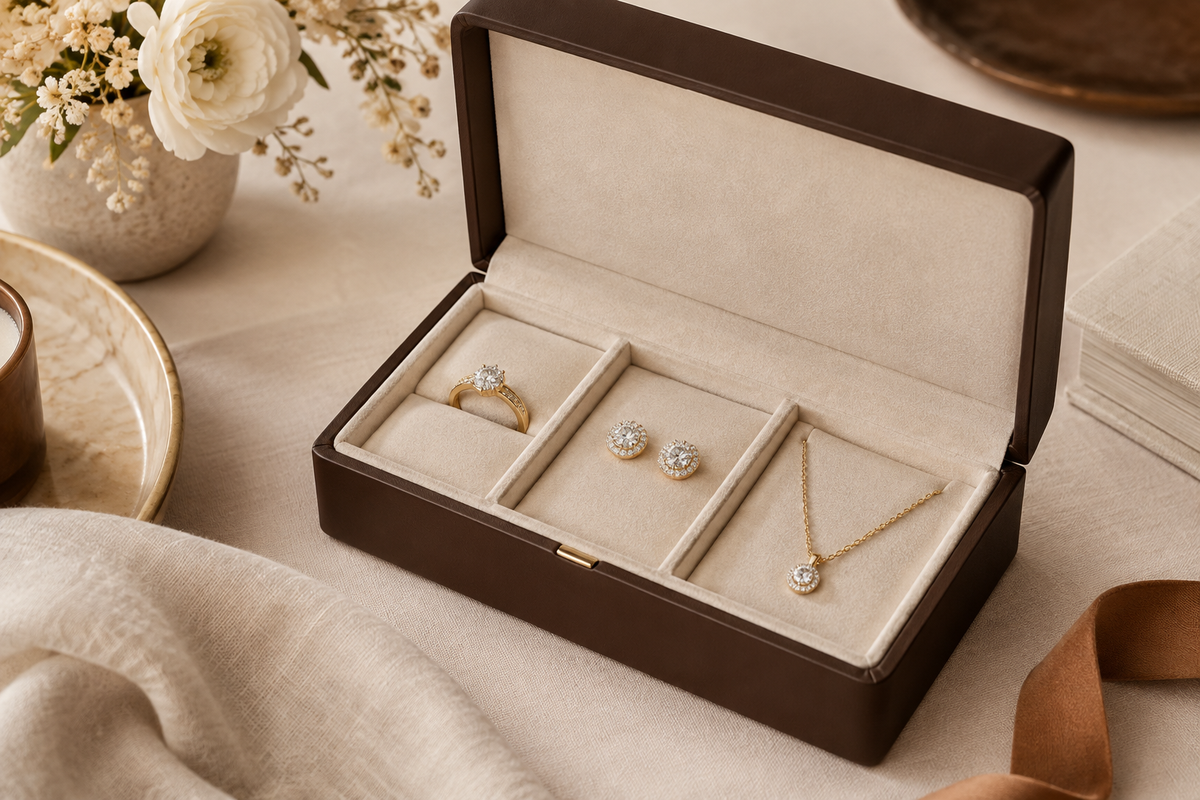 Jewelry stored in separate soft compartments
