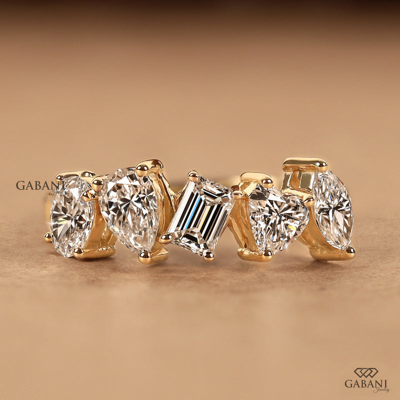 Multi Shaped Lab Grown Diamond Wedding Band for Women