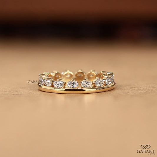 Handmade east west oval diamond anniversary band