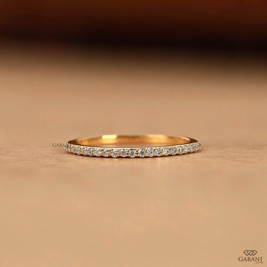 gabani jewelry round lab diamond half eternity band in 14k gold with thin pave design