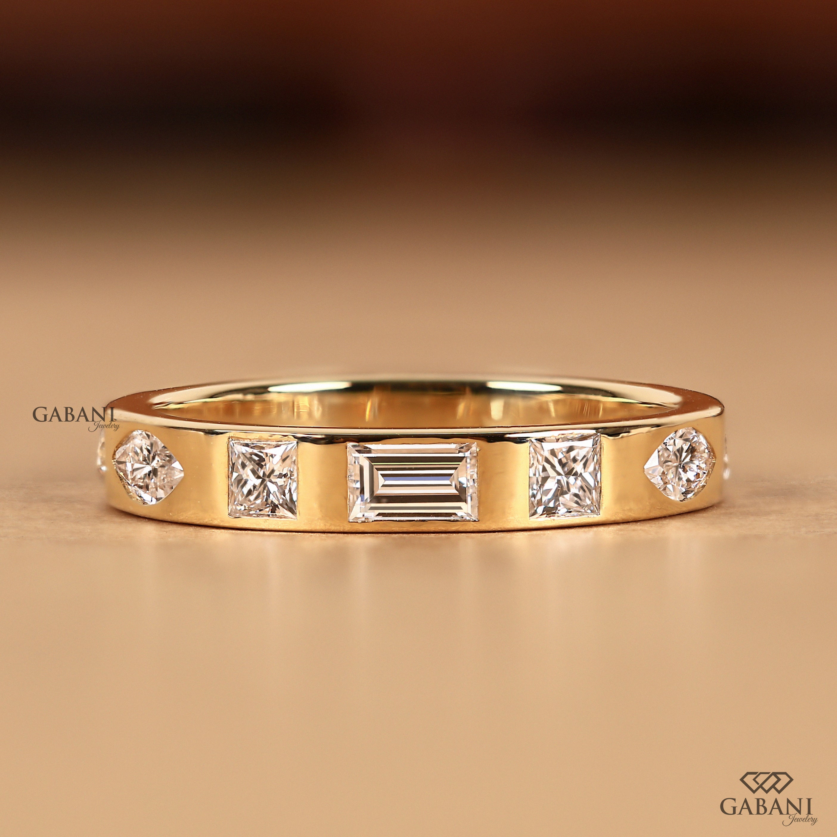 14k Gold Flush set Diamond Wedding For Women