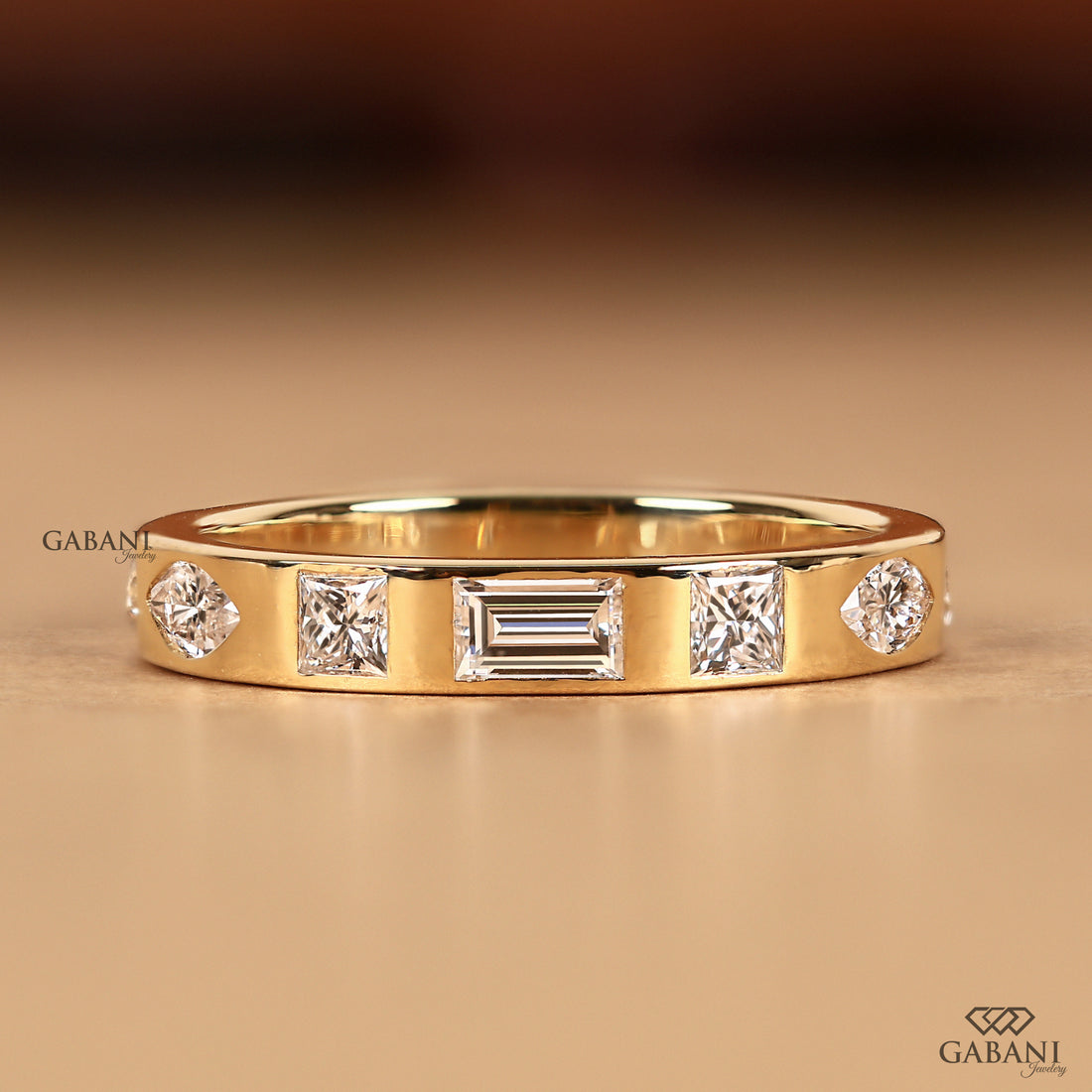 14k Gold Flush set Diamond Wedding For Women