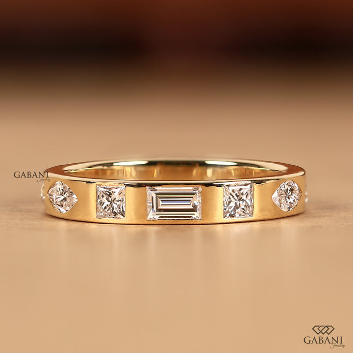 14k Gold Flush set Diamond Wedding For Women