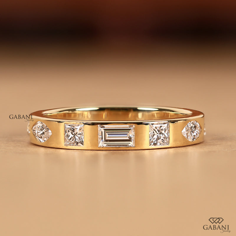 14k Gold Flush set Diamond Wedding For Women