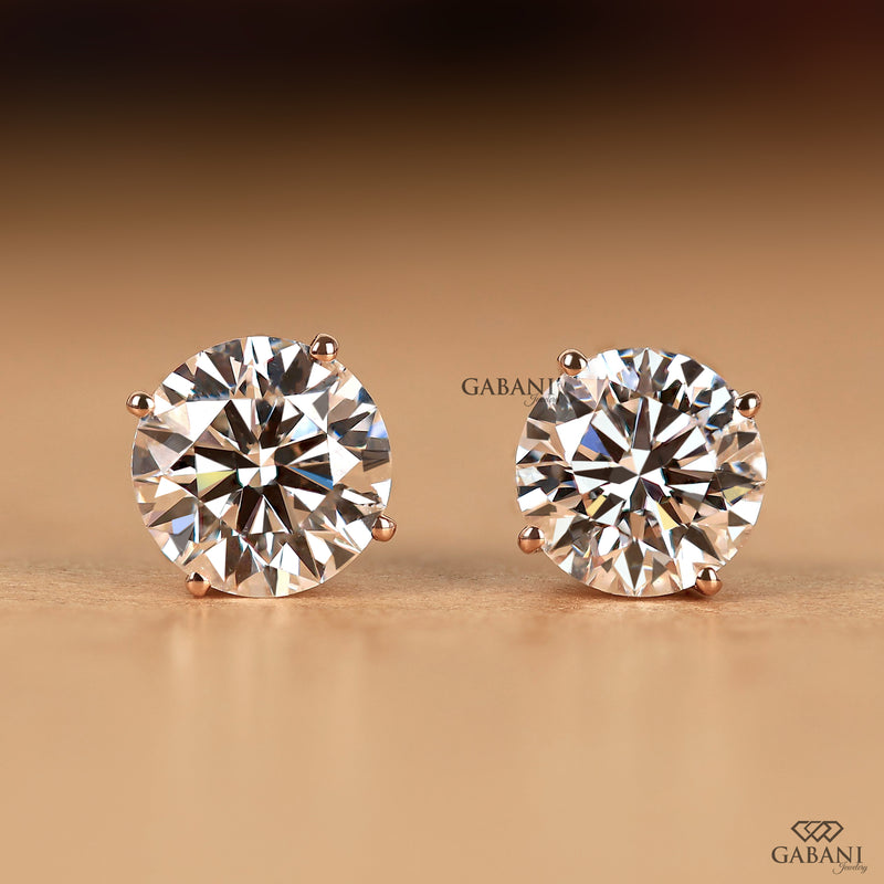 Round cut Lab Grown Diamond Stud Earrings For Women