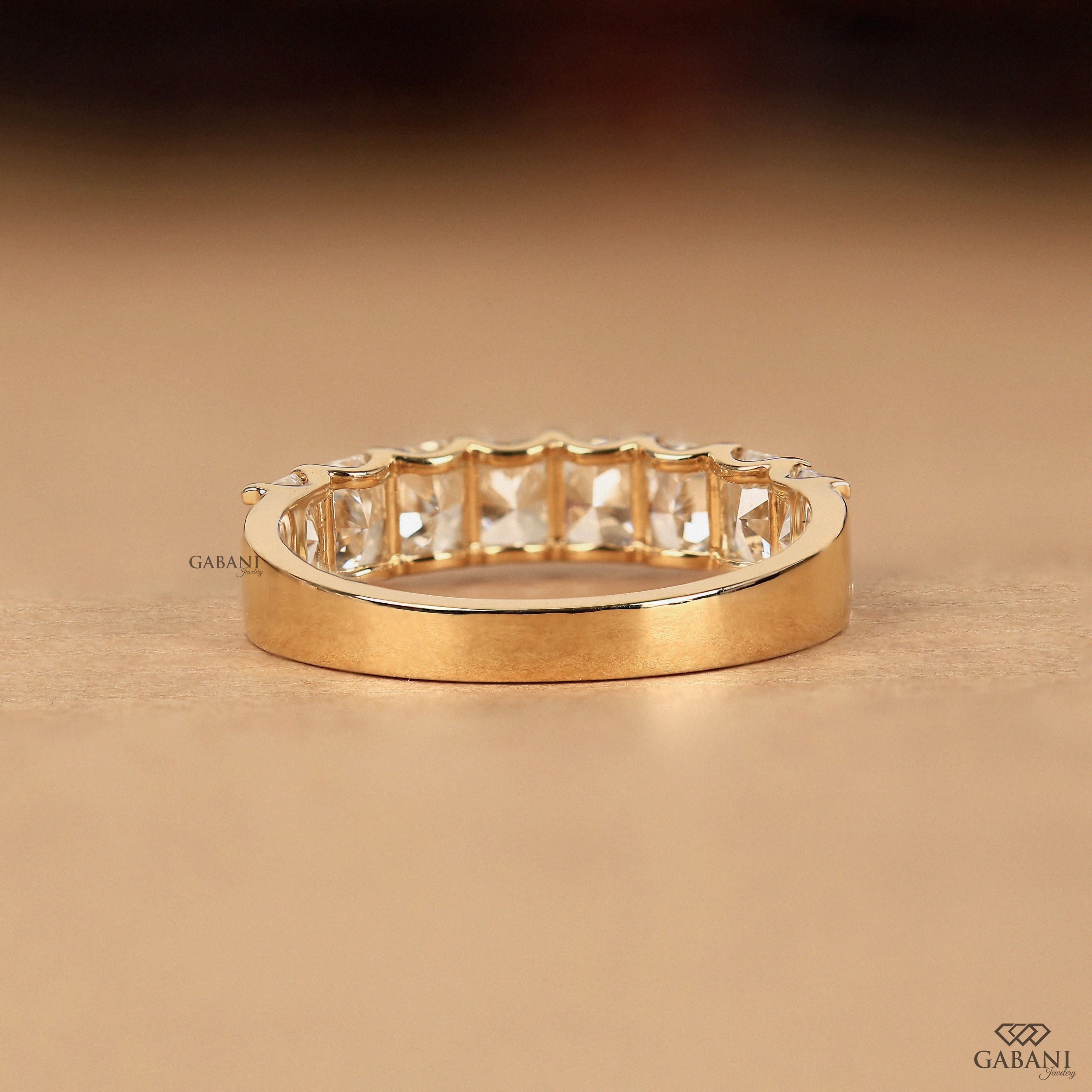 Radiant cut lab grown diamond stacking band by Gabani Jewelry