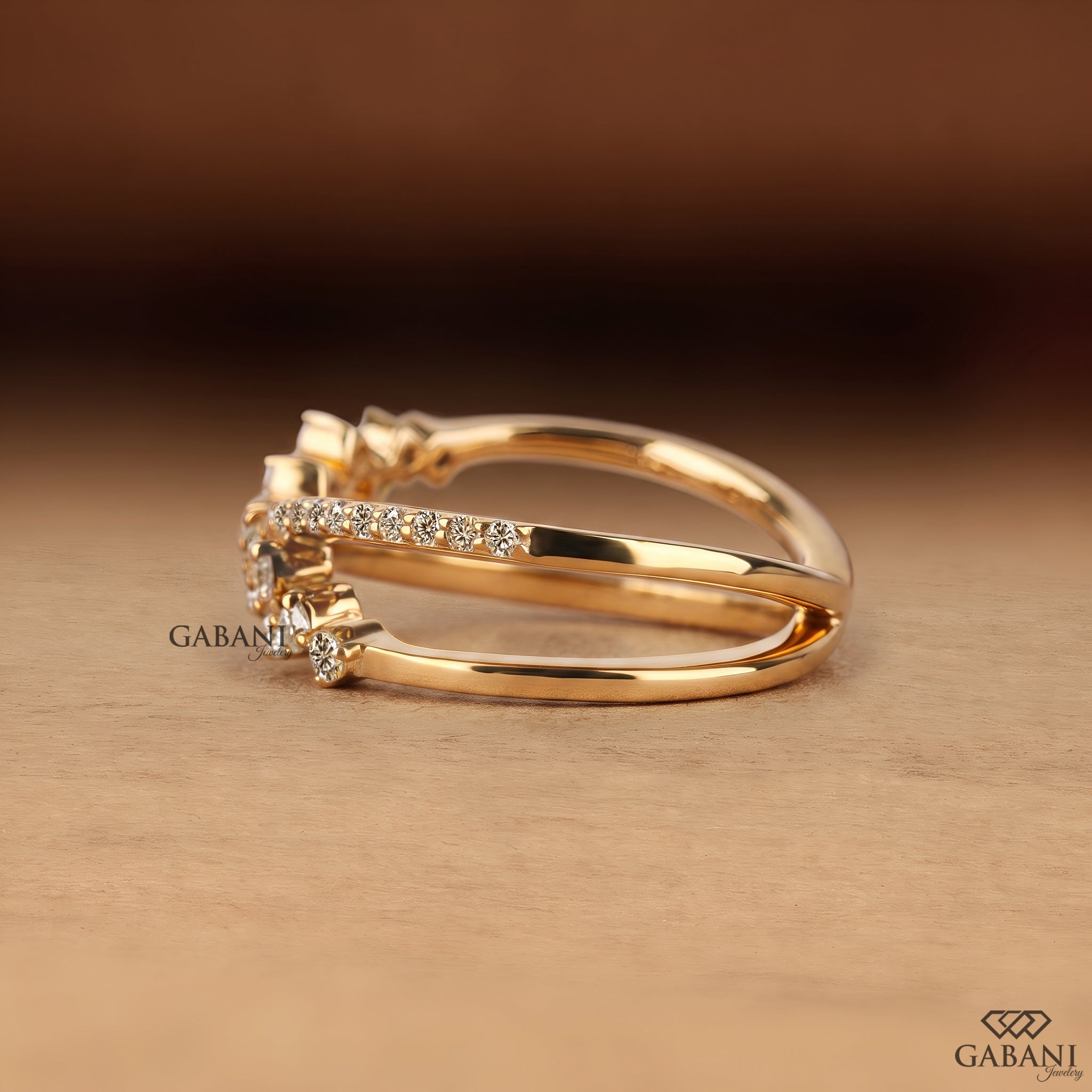 Criss Cross Lab Grown Diamond Band, X Cluster Ring