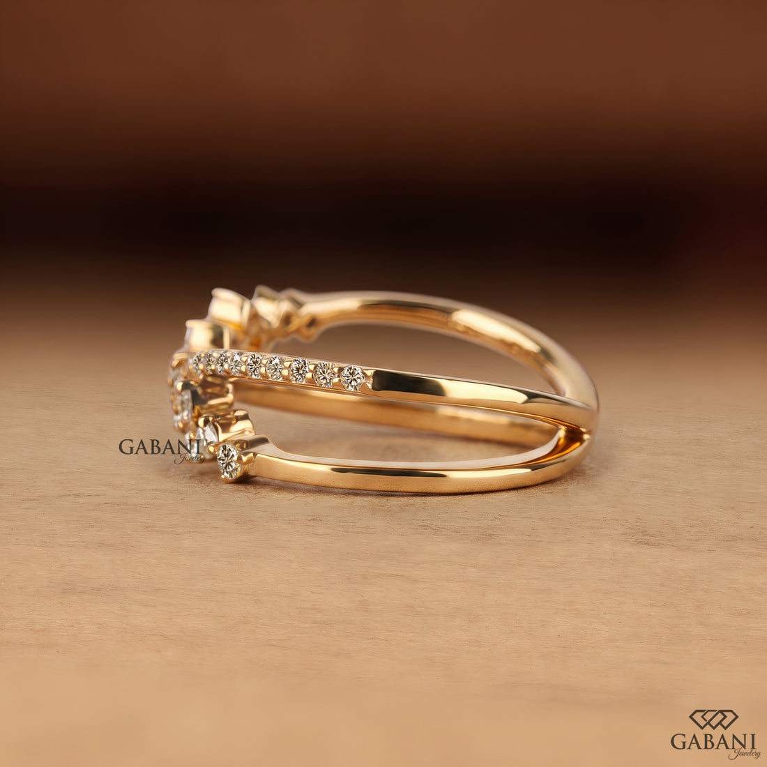 Criss Cross Lab Grown Diamond Band, X Cluster Ring