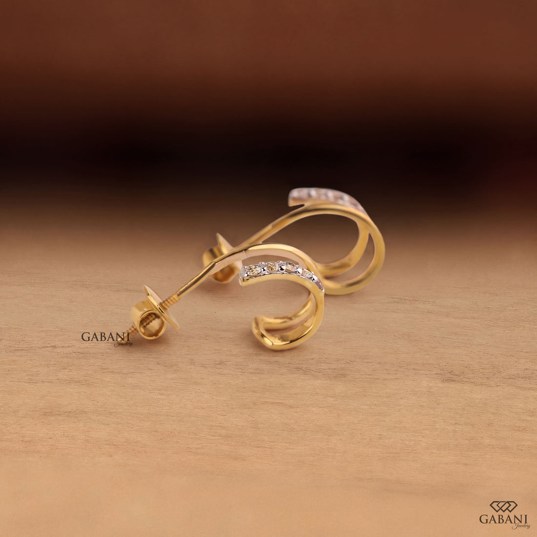 Round Lab Grown Diamond Open Hoop Earrings, Double Arm Screw Back Earrings