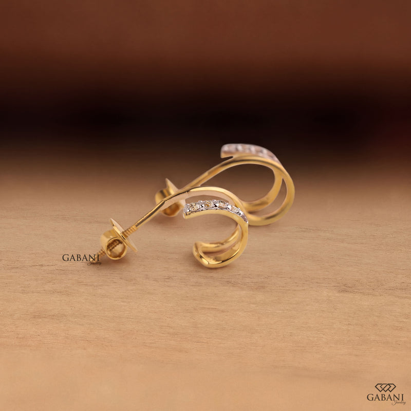 Round Lab Grown Diamond Open Hoop Earrings, Double Arm Screw Back Earrings