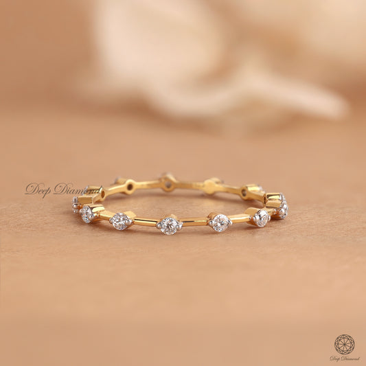 Floating Bubble Diamond Band, Lab Grown Diamond Distance Pave Band, Thin Diamond Ring, Matching Stackable Band, Bridal Ring