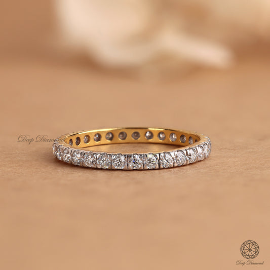 Lab Grown Diamond Pave Setting Band, 2MM Stacking Matching Band, 14K Gold Minimalist Diamond Band, Anniversary Gift for Women