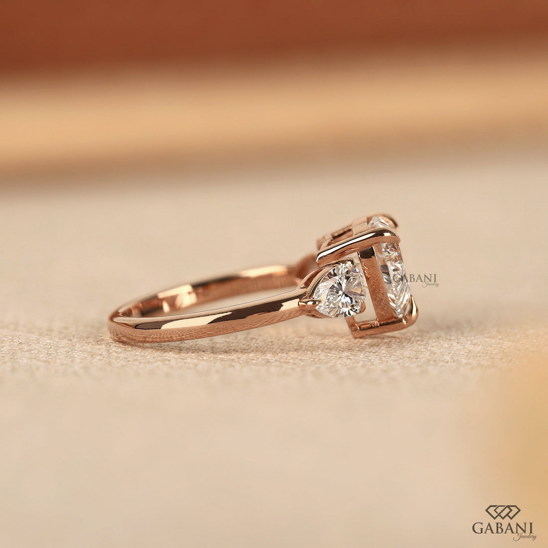 Heart Cut Lab Grown Diamond Ring With Pear Diamond Accents