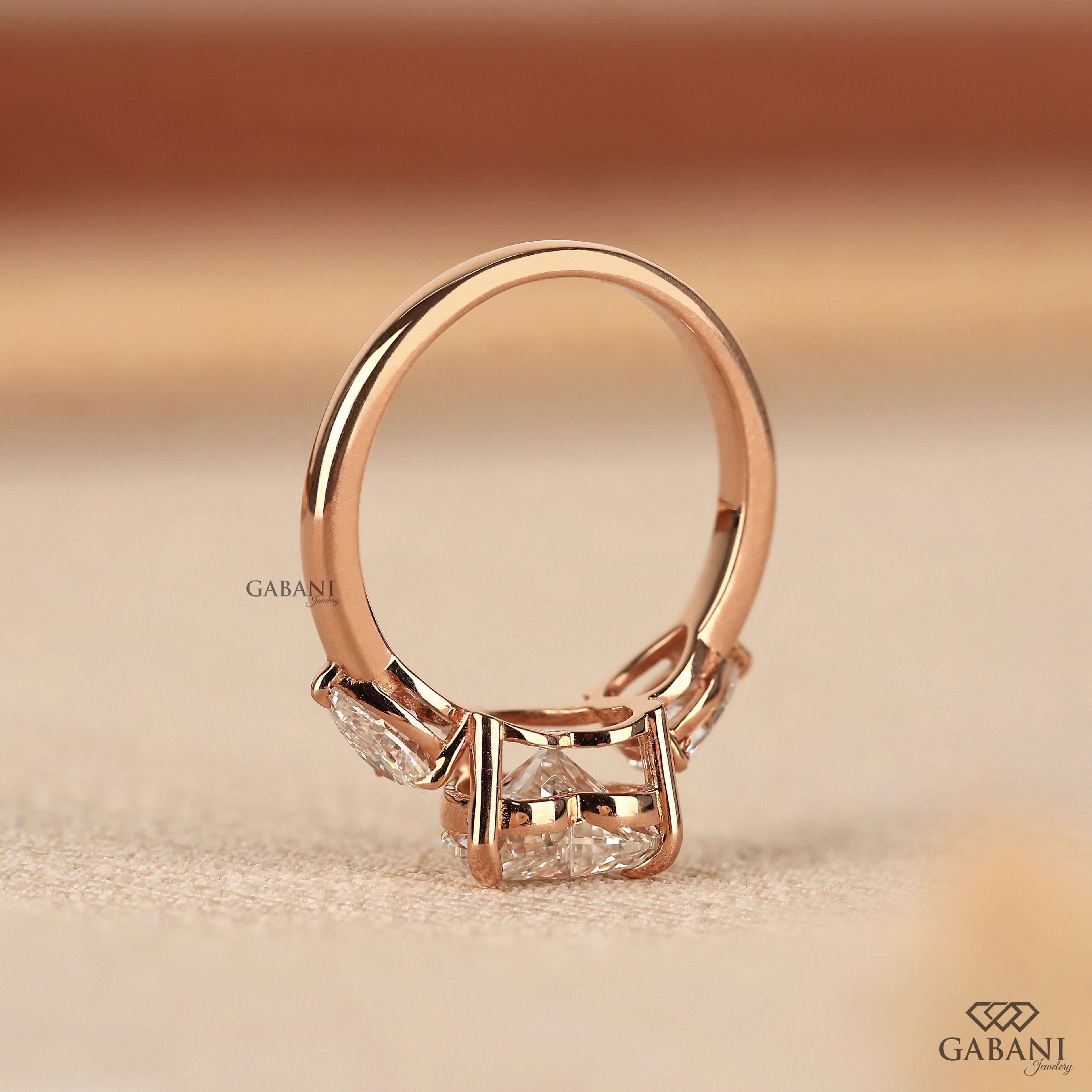 Heart Cut Lab Grown Diamond Ring With Pear Diamond Accents