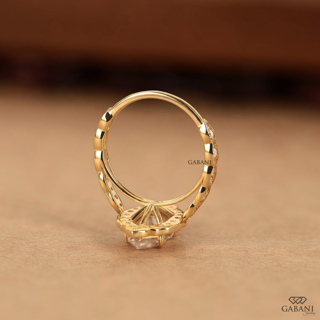 Marquise cut lab grown diamond proposal ring with halo setting