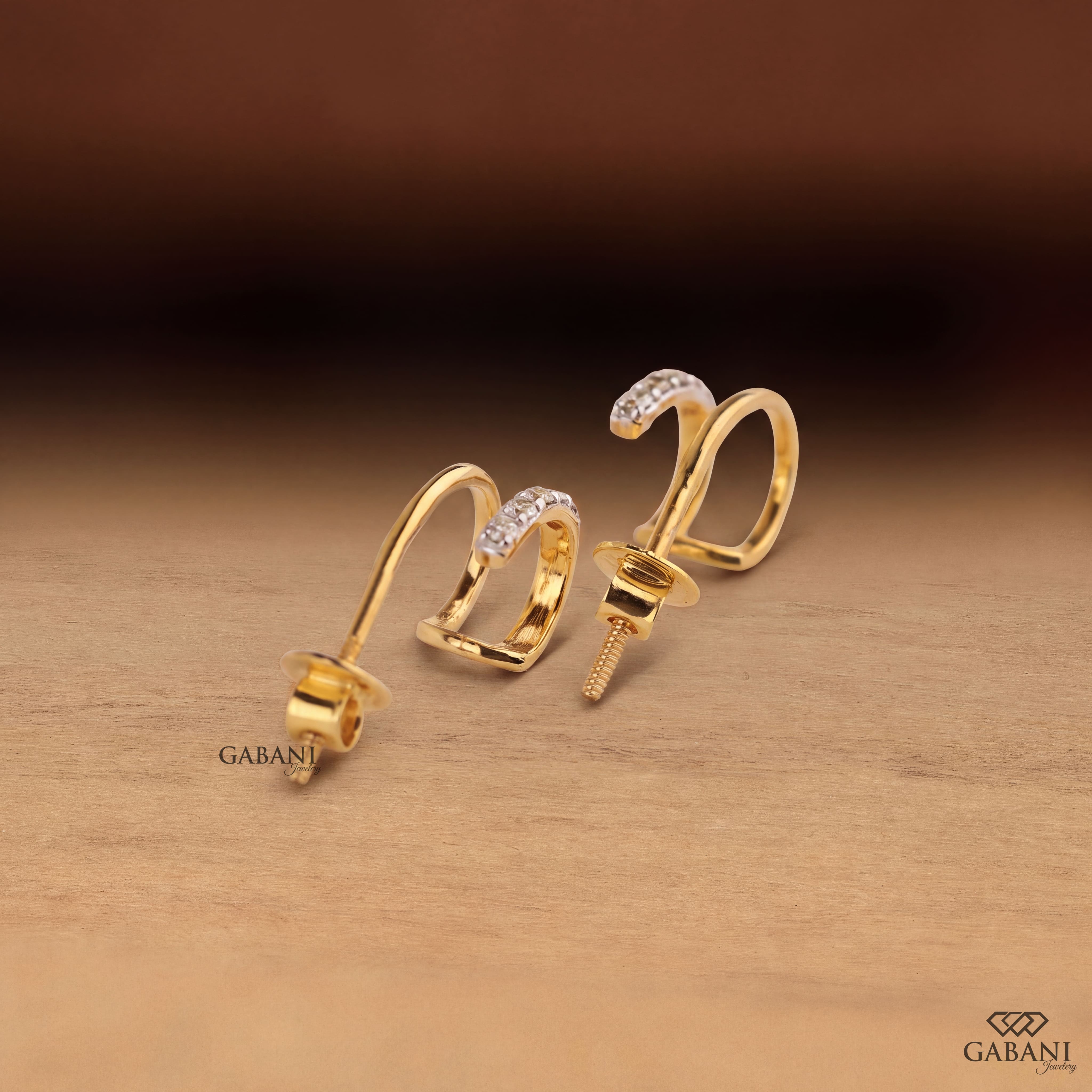 Round Lab Grown Diamond Open Hoop Earrings, Double Arm Screw Back Earrings
