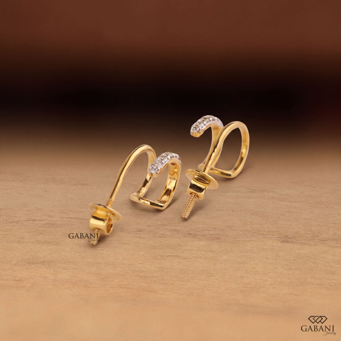 Round Lab Grown Diamond Open Hoop Earrings, Double Arm Screw Back Earrings