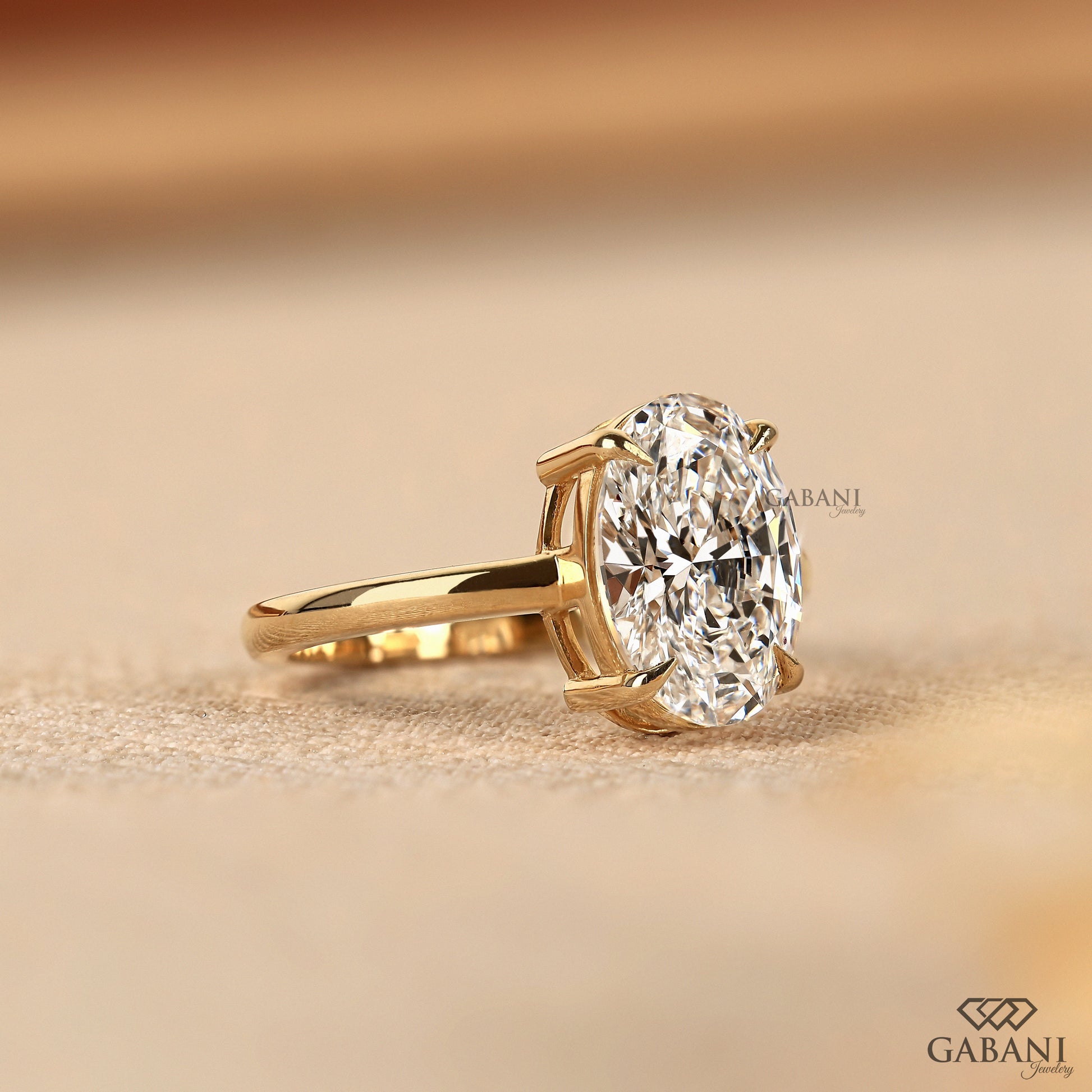 oval cut EF color diamond engagement ring in 14k gold
