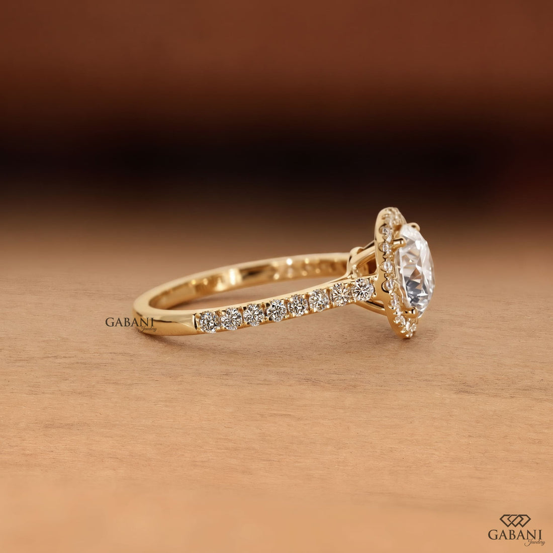 Round Cut Lab Grown Diamond Solitaire Engagement Ring with Pavé Band
