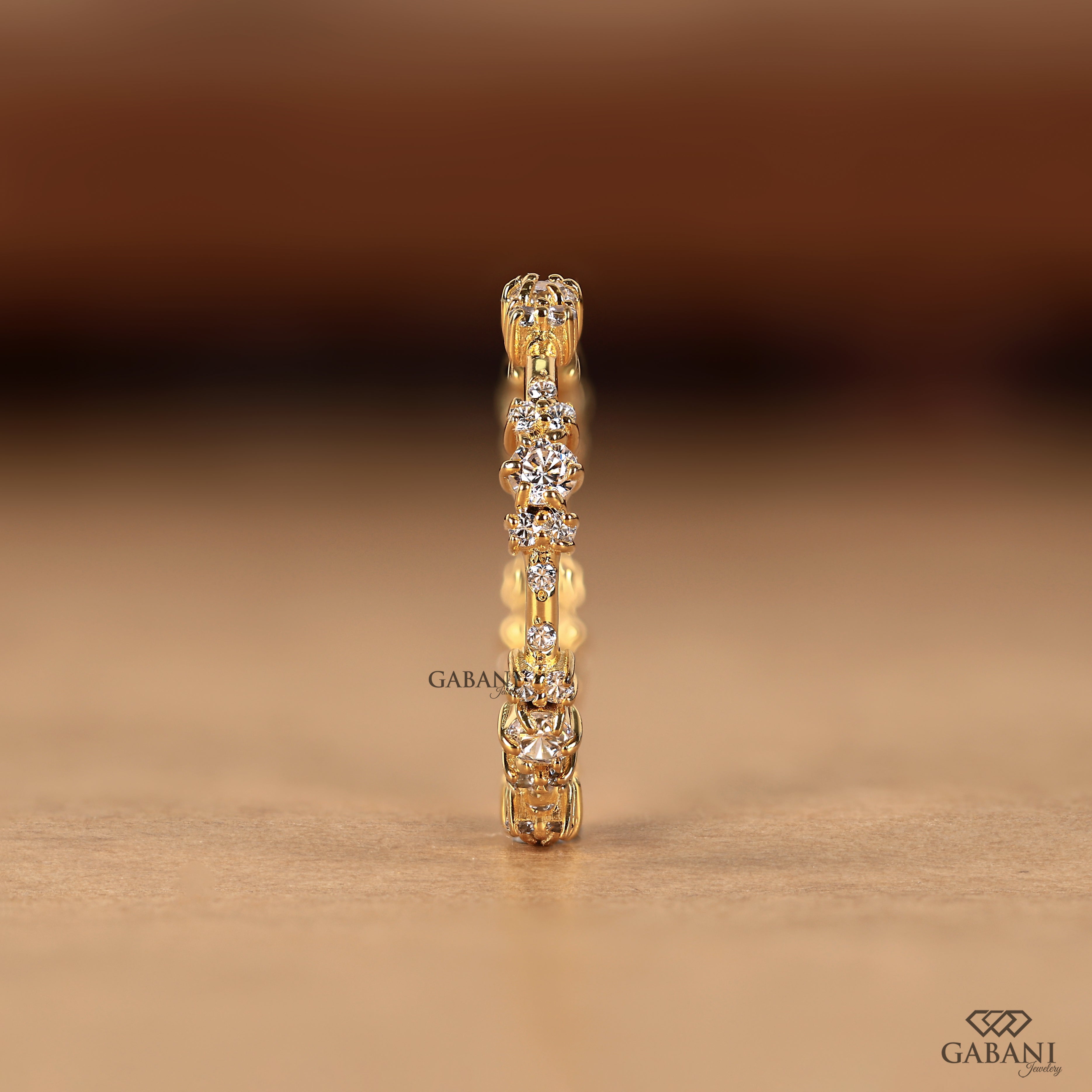 Matching eternity band presented in a ring box, featuring certified lab grown diamonds and a classic vintage-inspired design.