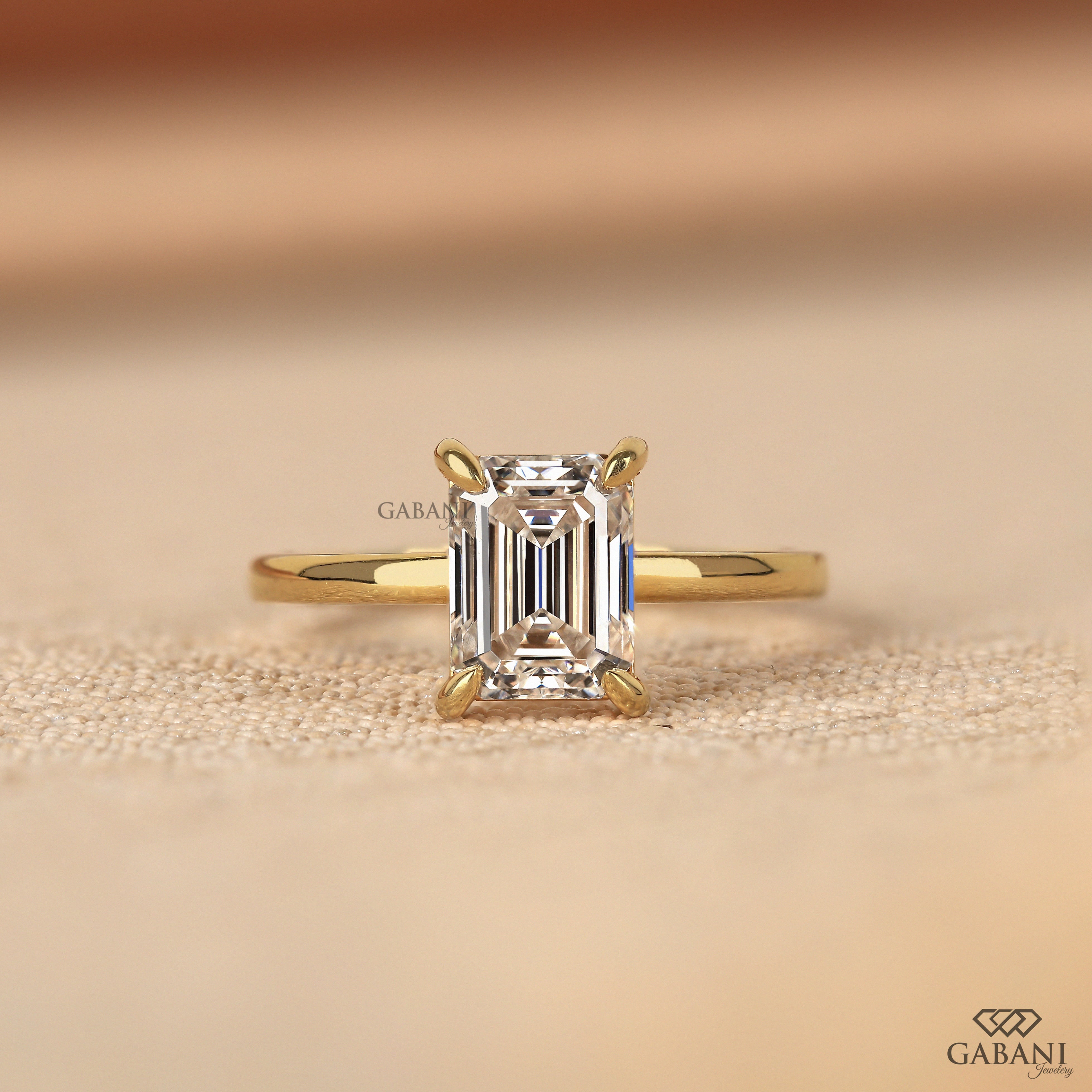 Emerald Cut Lab Grown Diamond Solitaire Engagement Ring With Four Prong Setting
