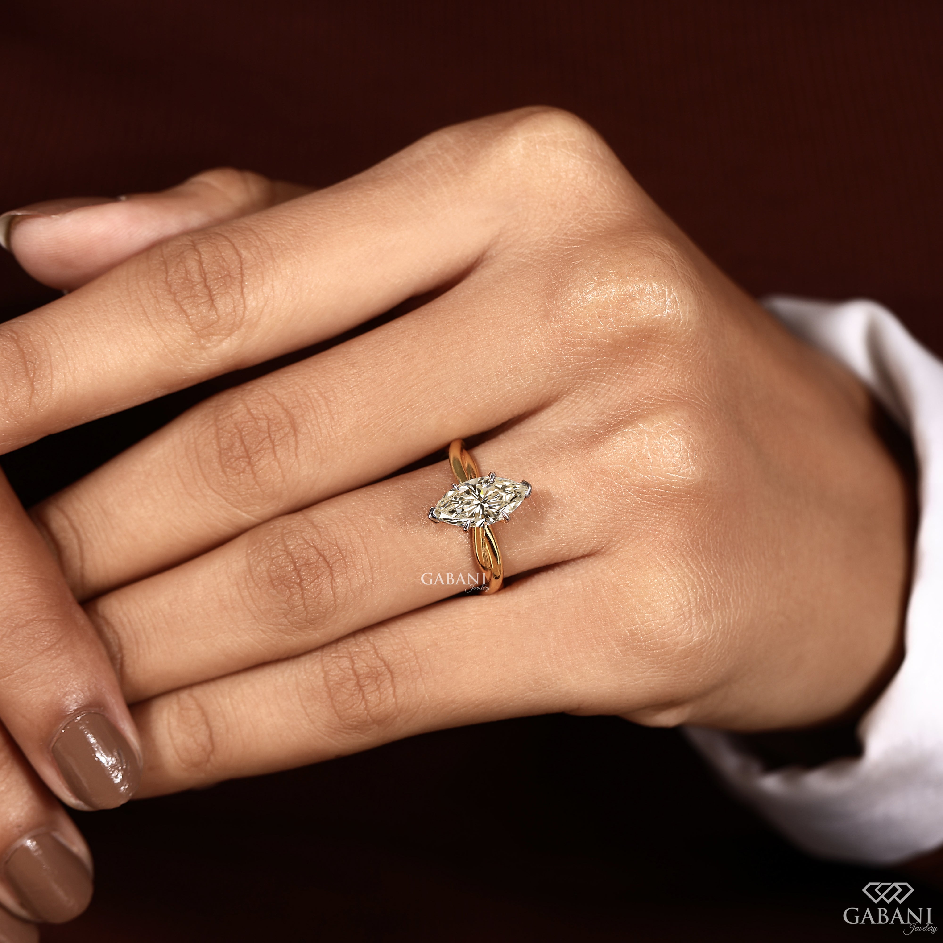 IGI certified lab grown marquise diamond ring