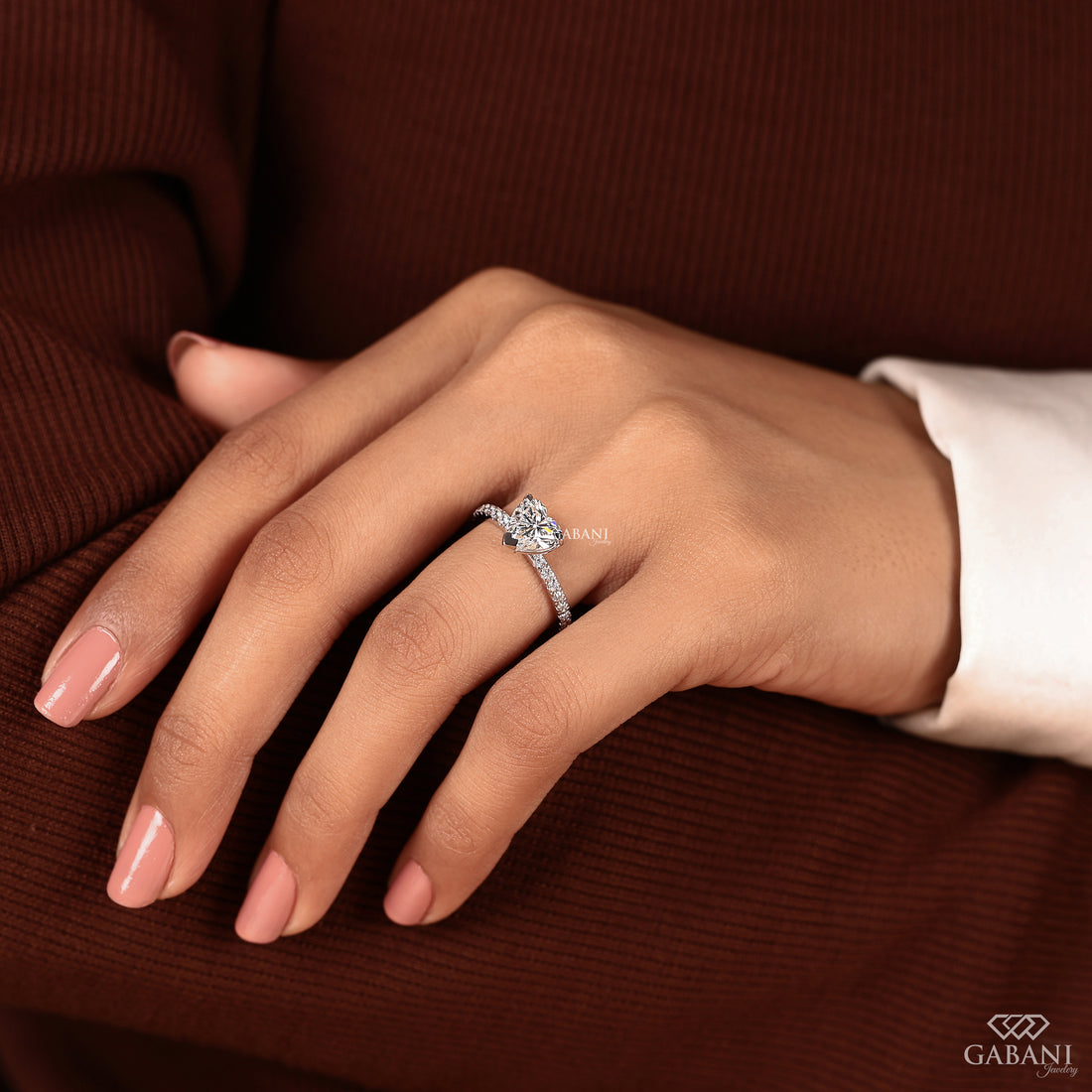 IGI certified lab grown heart diamond ring with solitaire setting