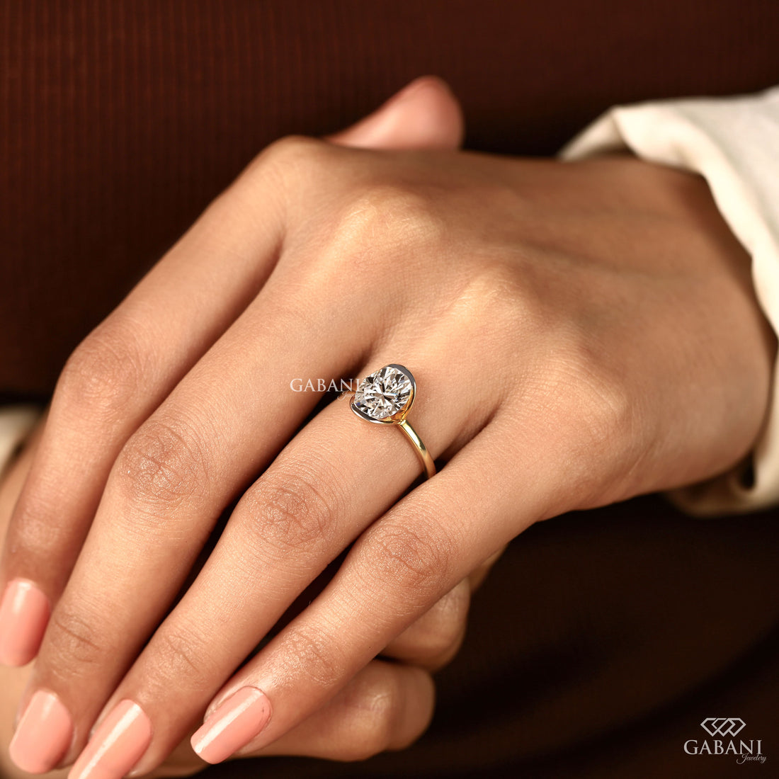 Oval Cut Lab Grown Diamond Half Bezel Solitaire Engagement Ring