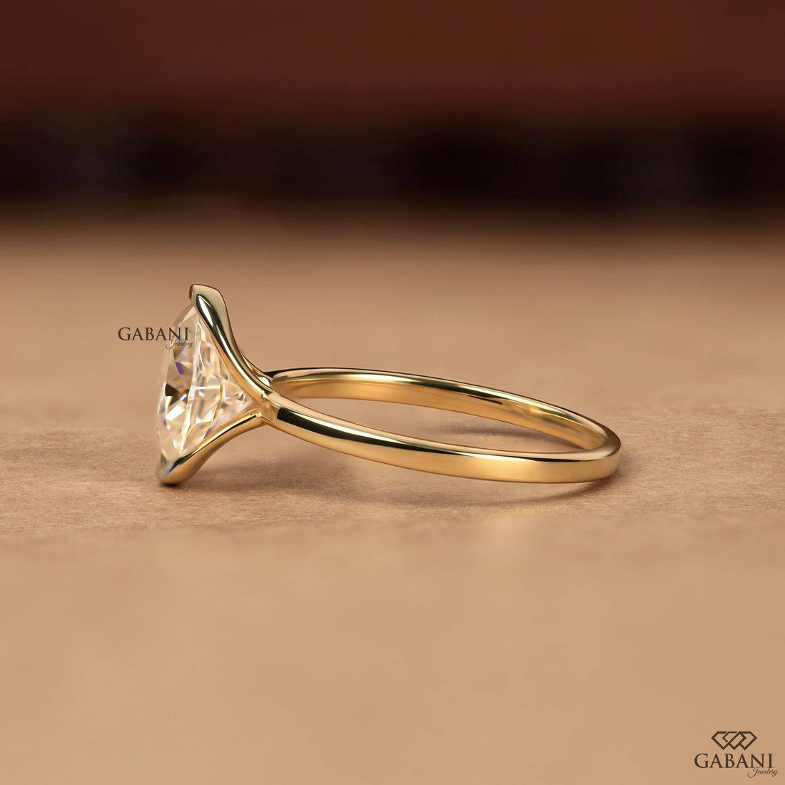 Oval Cut Lab Grown Diamond Half Bezel Solitaire Engagement Ring